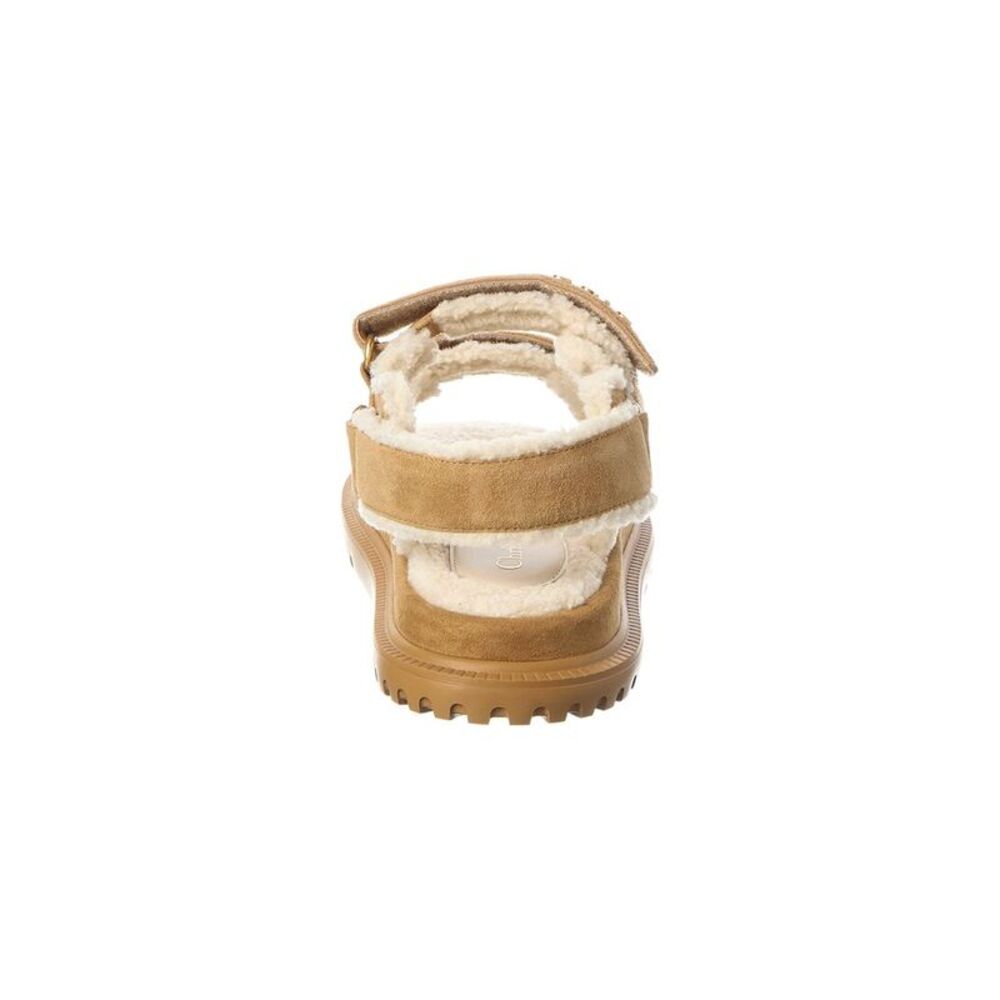 Dior Dioract Suede & Shearling Sandal, Brown - Picture 3 of 5